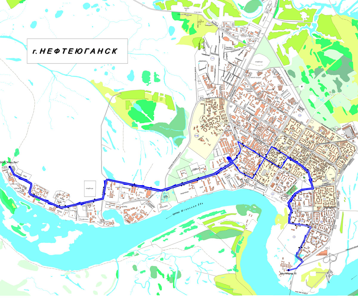Карта сургута с улицами и остановками автобусов
